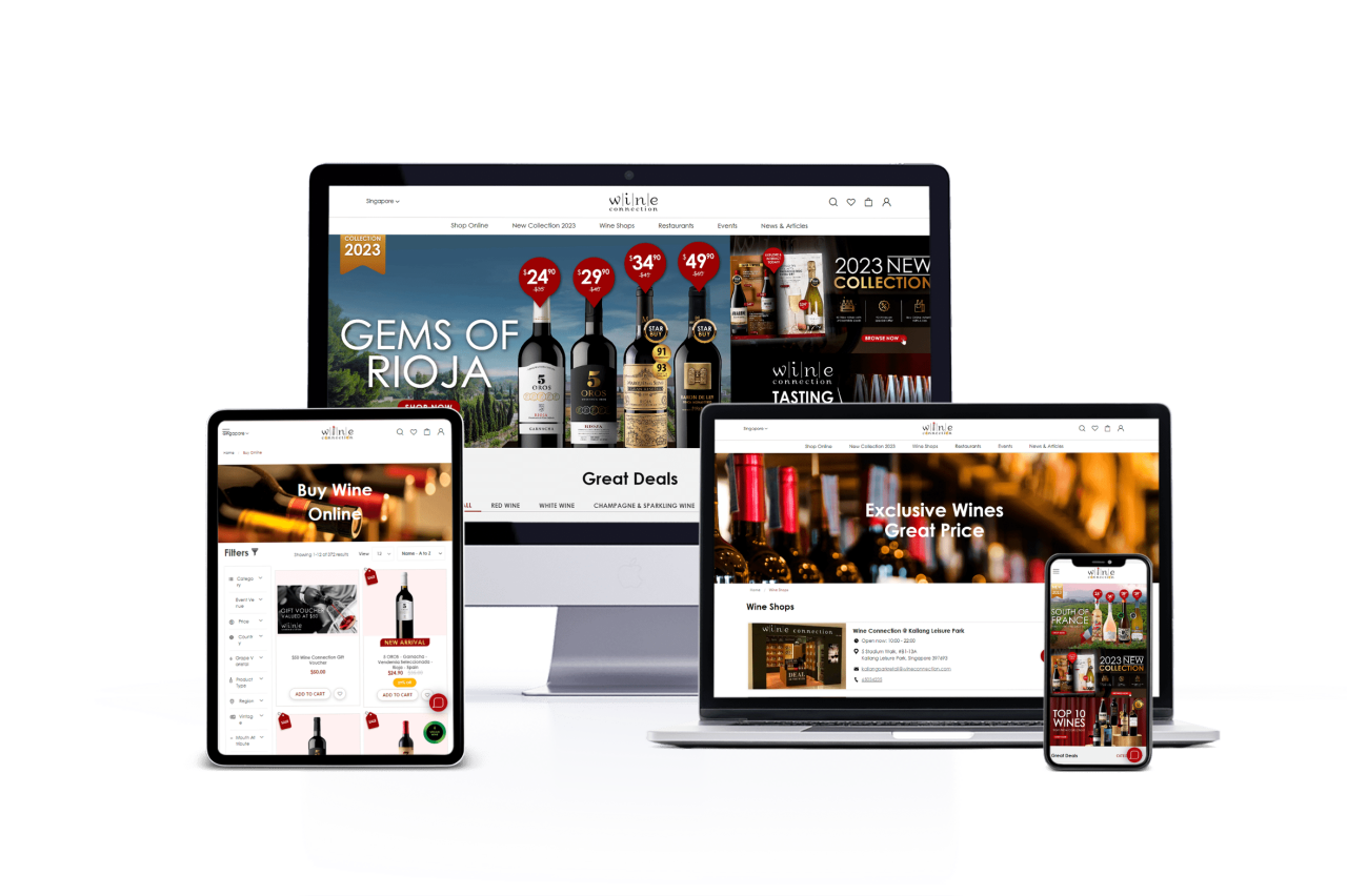 Responsive Design of wine connection Website